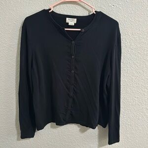 Brooks Black Button Up Cardigan Sweater Large